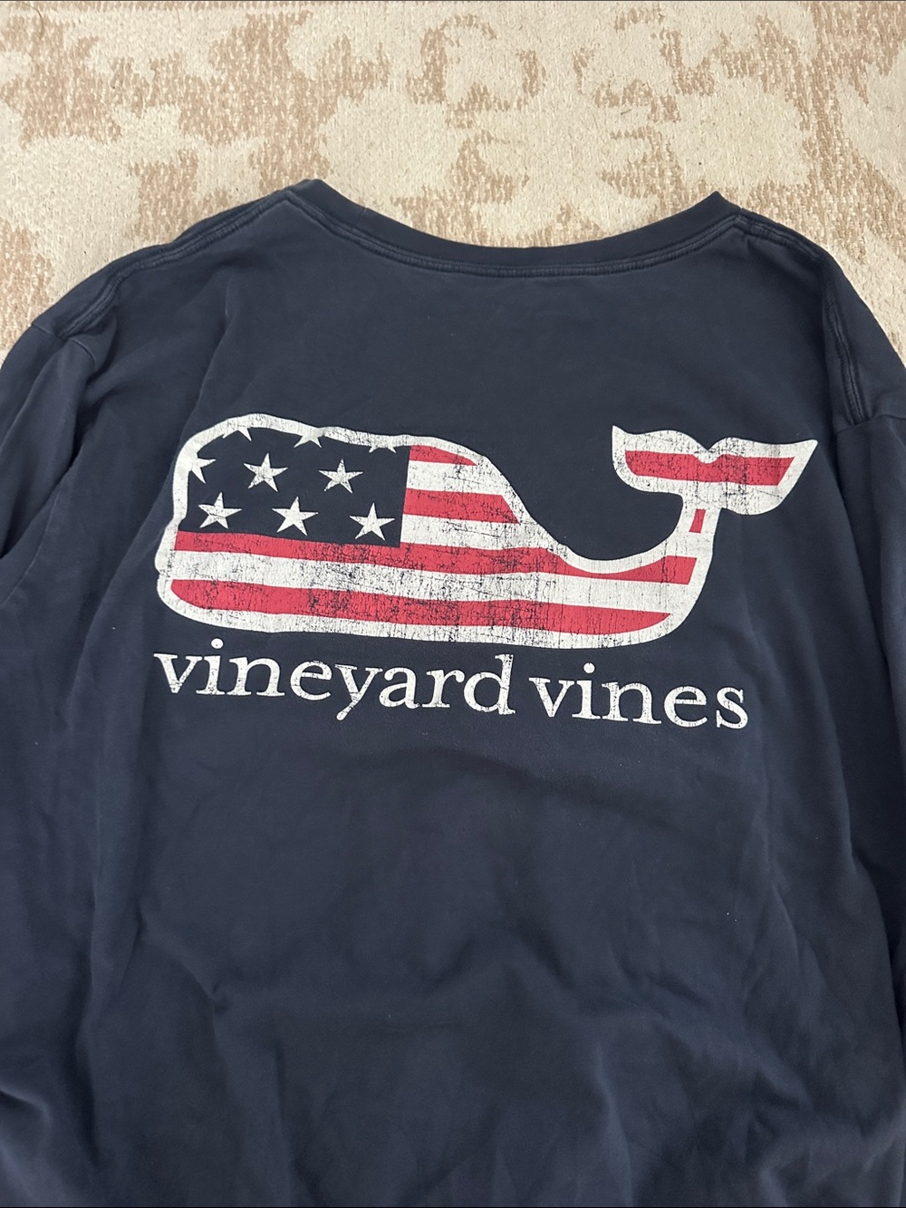 Vineyard Vines Navy Long-Sleeve Pocket Tee with Whale Patch - Picture 3 of 3